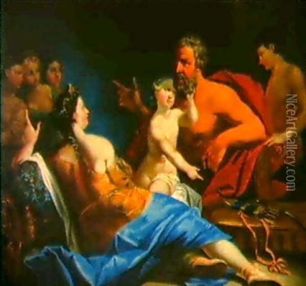 Jupiter, Juno, Venus, Ganymed Und Die Drei Grazien Oil Painting - Anton Johann Tischbein