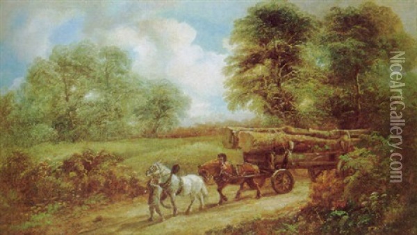 Lenador Con Carro De Troncos Oil Painting - John Joseph (of Bath) Barker