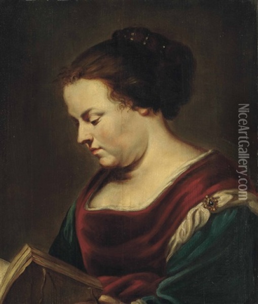 A Woman Reading Oil Painting - Jan Boeckhorst