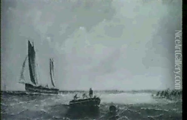 Off The Coast Oil Painting - James E. Meadows