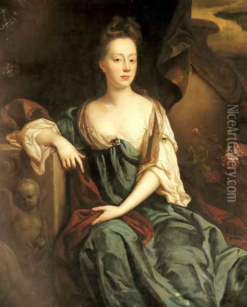 Portrait Of Anne Sherard, Lady Brownlow (1659-1721) Oil Painting - John Riley