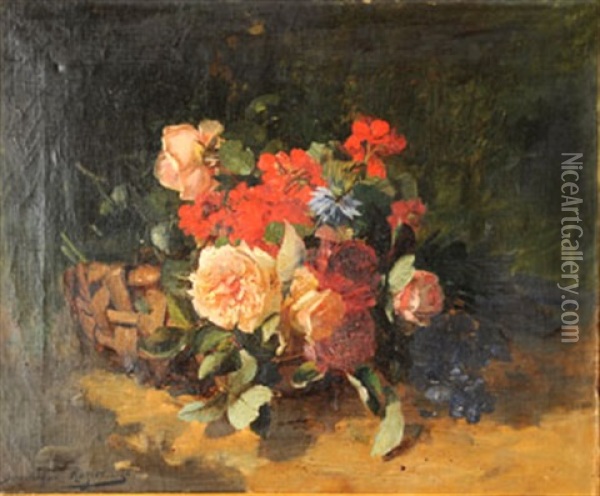 Panier De Fleurs Oil Painting - Dominique Hubert Rozier