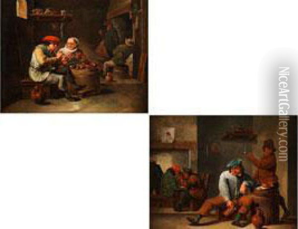 Wirtshaus-szenerien Oil Painting - David The Younger Teniers