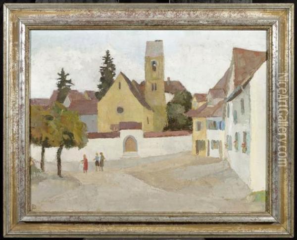The Village Church In Pratteln Oil Painting - Otto Plattner