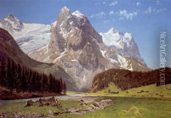 Sommerlandschaft In Den Alpen Oil Painting - Godfred Christensen
