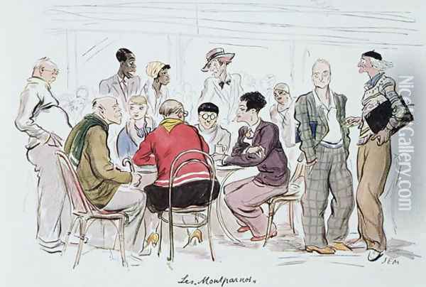 Les Montparnos, 1929 Oil Painting - Georges Goursat Sem