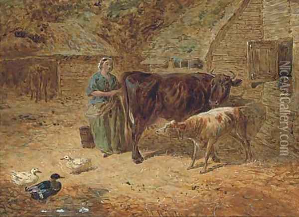 Milking time Oil Painting - John Frederick Jnr Herring