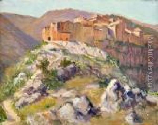Mountainvillage In The South Of France Oil Painting - Alfred Louis Andrieux
