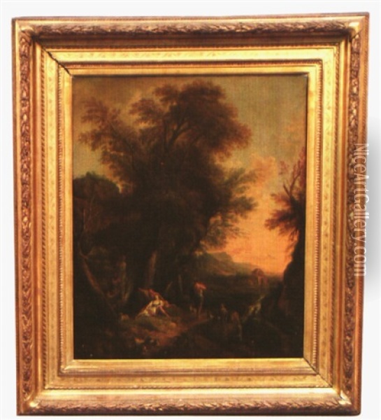 Angelique Et Medor Dans Un Paysage Oil Painting - Jean Baptiste Charles Claudot