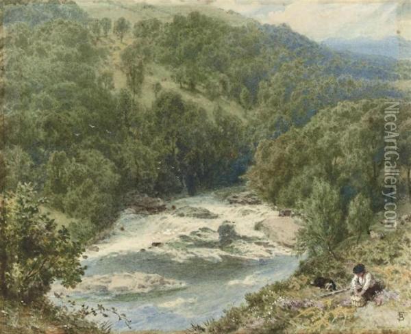 On The River Spean, Inverness-shire, Scotland Oil Painting - Myles Birket Foster