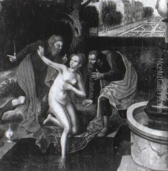 Suzanne Et Les Vieillards Oil Painting - Pieter Coecke van Aelst the Elder
