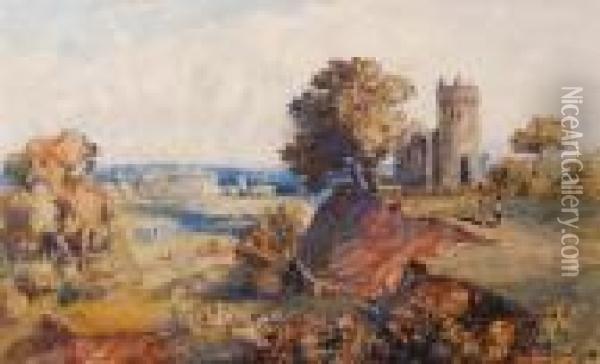Whitlingham Church, With A View Of The Yare Valley Beyond Oil Painting - John Joseph Cotman