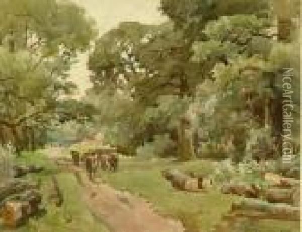 The Avenue, Kettlethorpe, Lincs Oil Painting - John Gutteridge Sykes