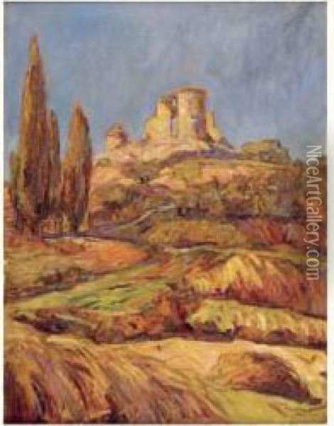 Les Ruines Du Manoir Oil Painting - Joseph Ravaisou