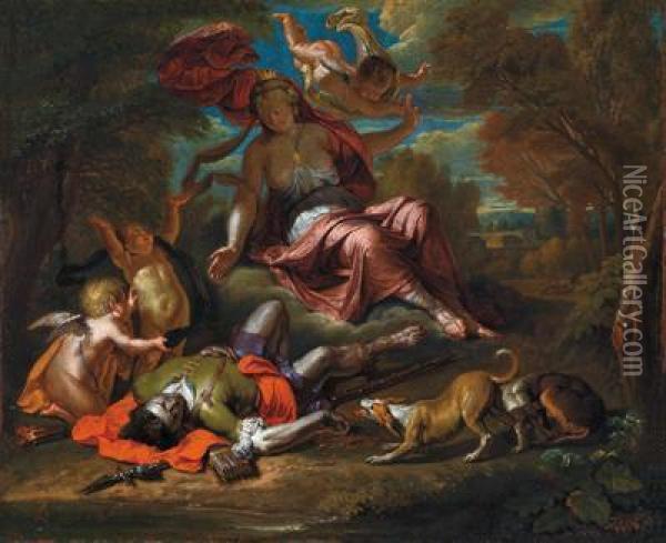 Venere Piange La Morte Di Adone Oil Painting - Frans Bartholomeus Douven