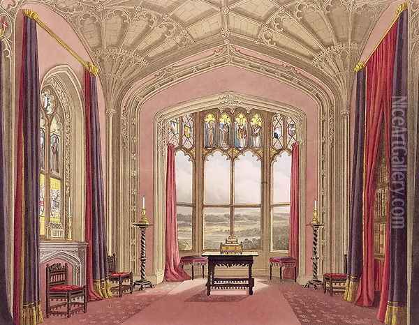 South End of St. Michael's Gallery, from 'Graphic and Literary Illustrations of Fonthill Abbey' Oil Painting - George Cattermole