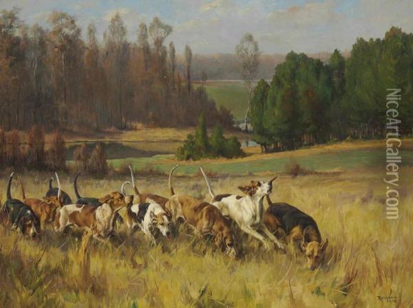 The Pack At Full Cry Oil Painting - Percival Leonard Rosseau