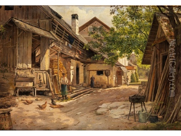 Die Holzwirtschaft Oil Painting - Joseph Langl