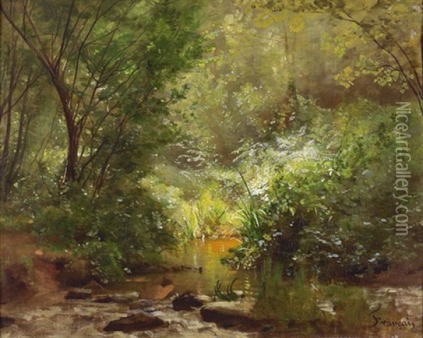 Waldlandschaft Mit Kleinem Bach Oil Painting - Francois Louis Francais