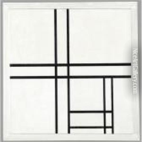 Composition In Black And White, With Double Lines Oil Painting - Piet Mondrian