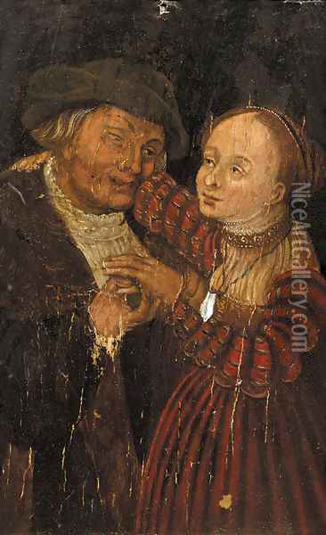 Ill-matched lovers Oil Painting - Lucas The Younger Cranach