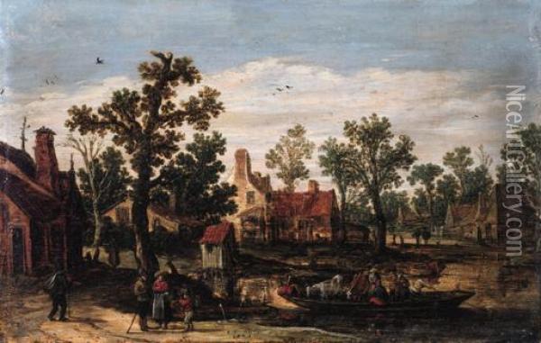 A Village Oil Painting - Jan van Goyen