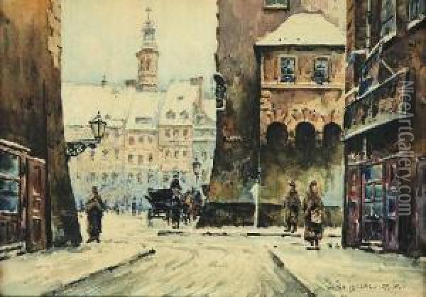 Stare Miasto W Warszawie Oil Painting - Jozef Zajaczkowski