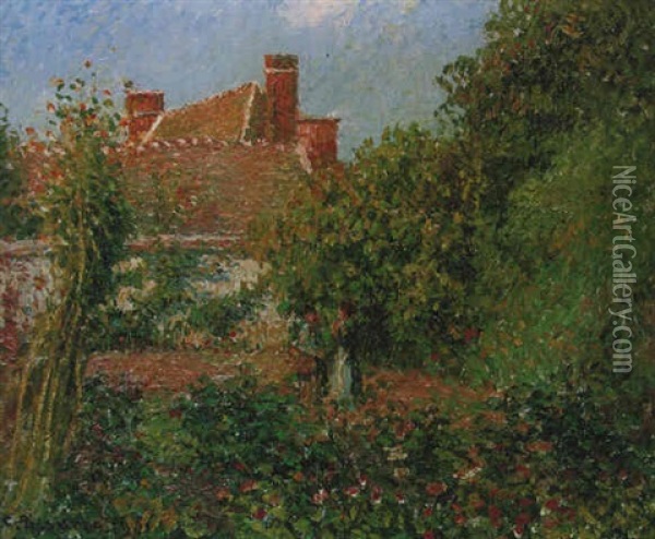 Jardin Potager A Eragny, Apres-midi Oil Painting - Camille Pissarro