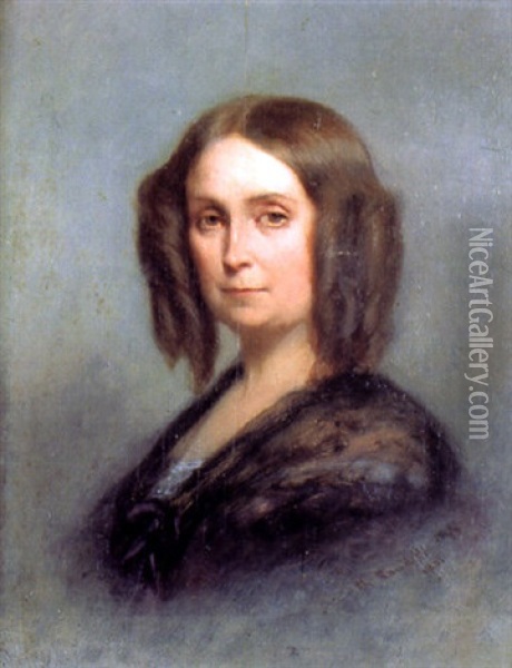 Portrait De Femme Oil Painting - Charles Zacharie Landelle
