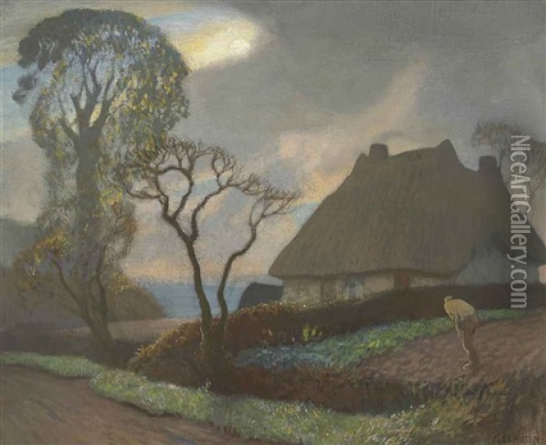 Old Essex In November Oil Painting - Sir George Clausen