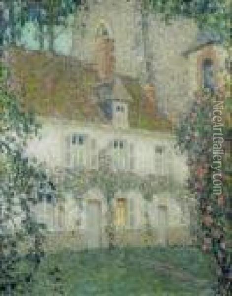 La Maison De L'eglise, Gerberoy Oil Painting - Henri Eugene Augustin Le Sidaner