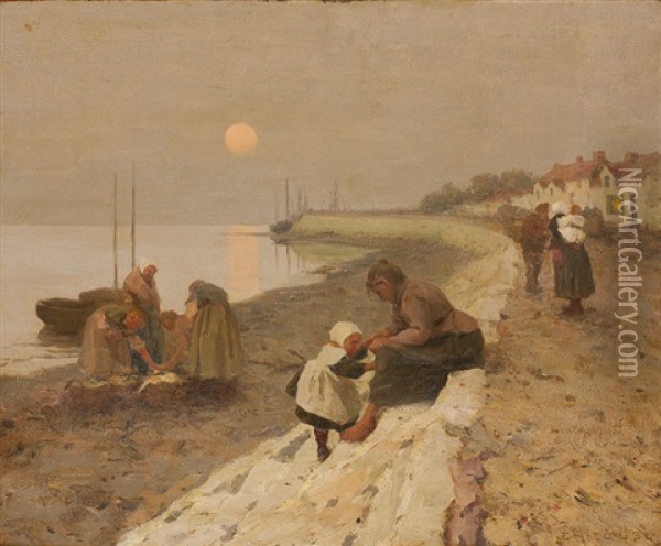 Fishing Scene Oil Painting - Eanger Irving Couse