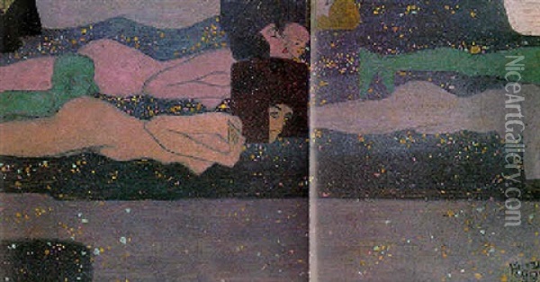 Wassergeister I (water Sprites I) Oil Painting - Egon Schiele
