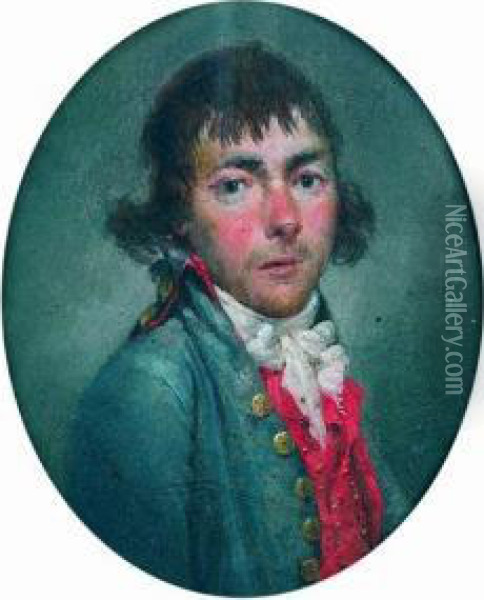 Portrait D'homme A La Redingote Bleue Oil Painting - Etienne-Charles Leguay