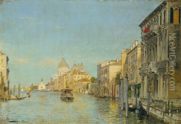 Auf Dem Canale Grande In Venedig Oil Painting - Theodor Groll