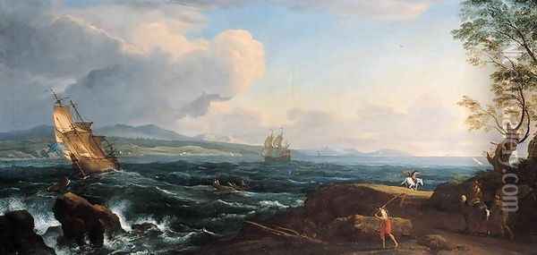 Coastal Landscape Oil Painting - Adrien Manglard
