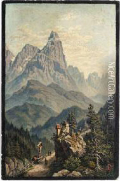 Pic Du Midi D'ossau In Den Pyrenaen/frankreich Oil Painting - Hubert Sattler