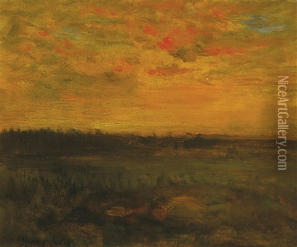 Last Light On The Prairie Oil Painting - Harvey Otis Young