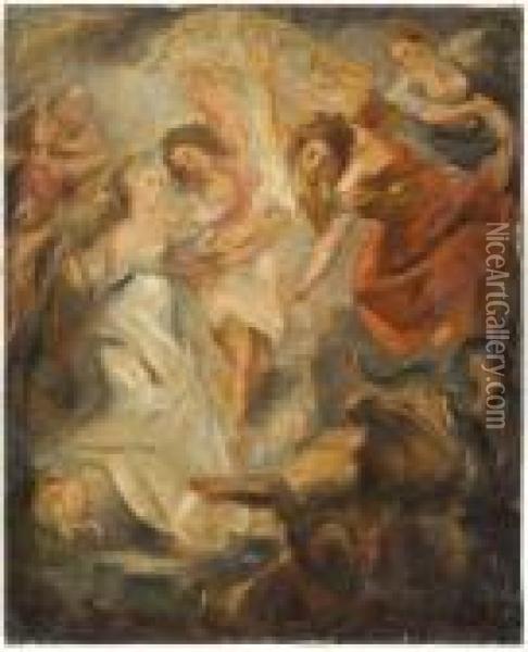 La Reconciliation De Marie De Medicis Et De Louis Xiii Oil Painting - Peter Paul Rubens