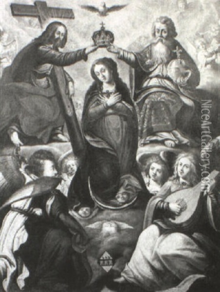 The Coronation Of The Virgin Oil Painting - Hendrick De Clerck