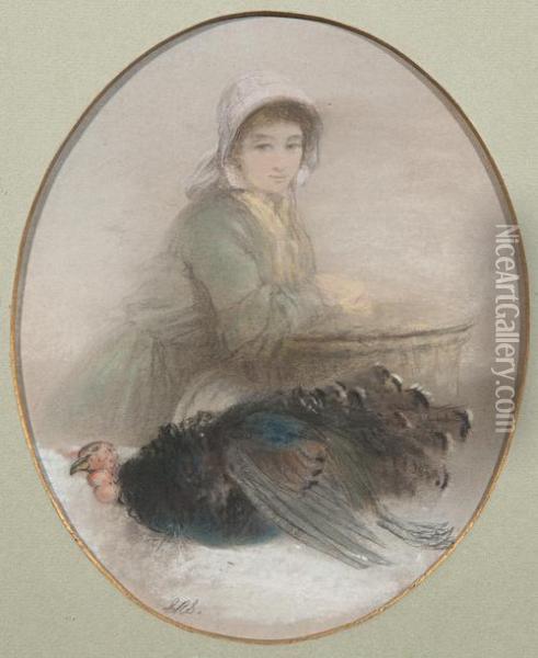 Young Woman With Basket And A Dead Turkey Oil Painting - Edward Robert Smythe