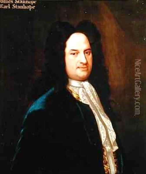 Portrait of James 1st Earl Stanhope 1673-1721 Oil Painting - Johann Van Diest