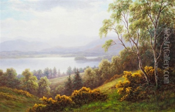 Langdale Pikes, Windermere And Bolton Woods, Yorkshire Oil Painting - William Mellor