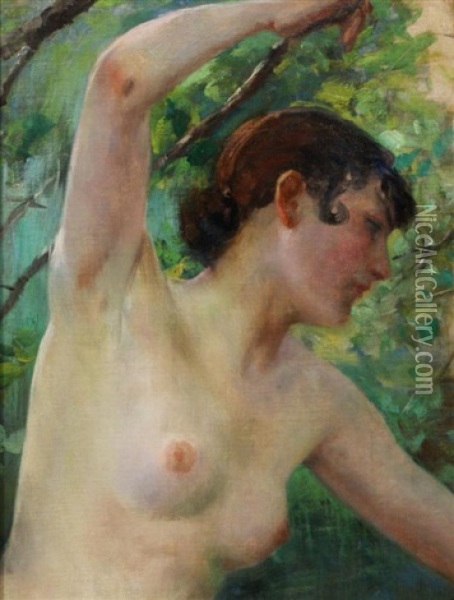 Semi-nude Woman Oil Painting - Ferdinand Max Bredt