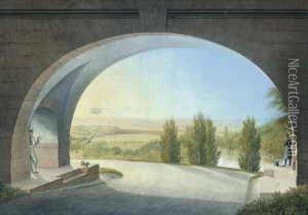 Blick Von Schloss Wilhelmshohe Auf Kassel. Oil Painting - Johann Heinrich (II) Bleuler: