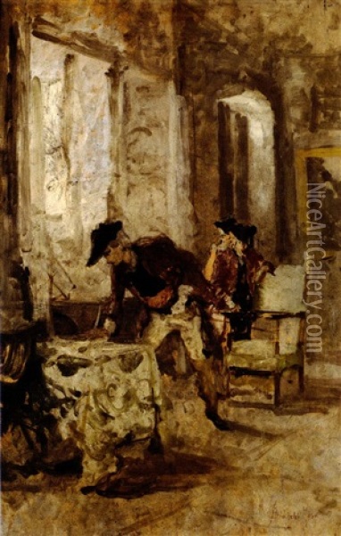 Prima Del Duello Oil Painting - Mose di Giosue Bianchi