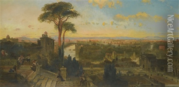 View Of Rome From The Convent Of San Onofrio Oil Painting - David Roberts