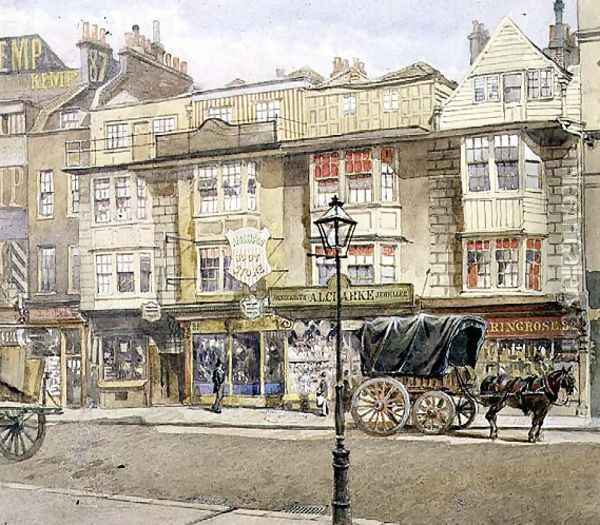 Bishopsgate Street 82-86, with a Horse and Wagon, May 1886 Oil Painting - John Crowther