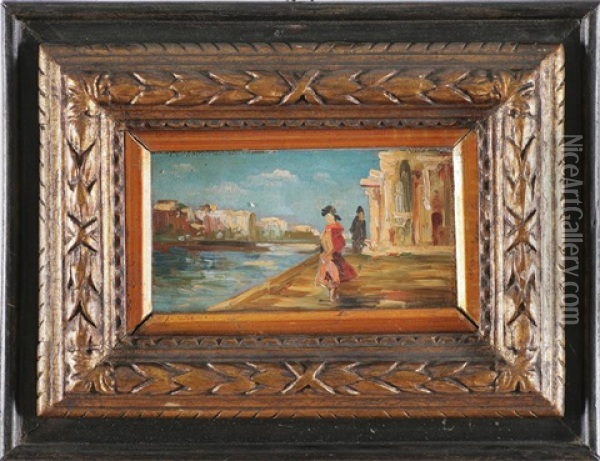 Personaggi A Venezia Oil Painting - Beppe Ciardi