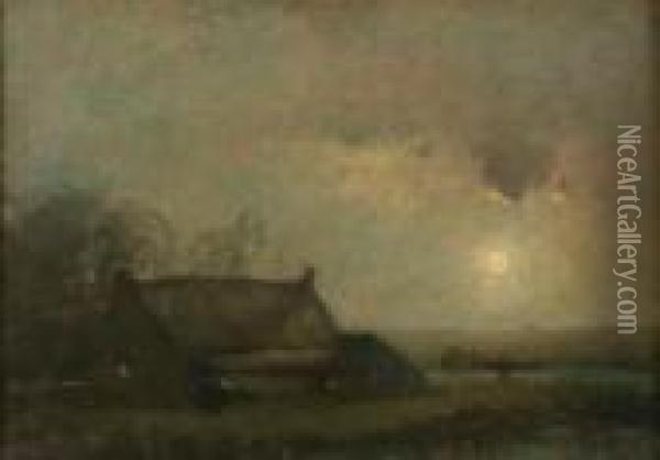 Farm By Moonlight Oil Painting - Henry Ward Ranger